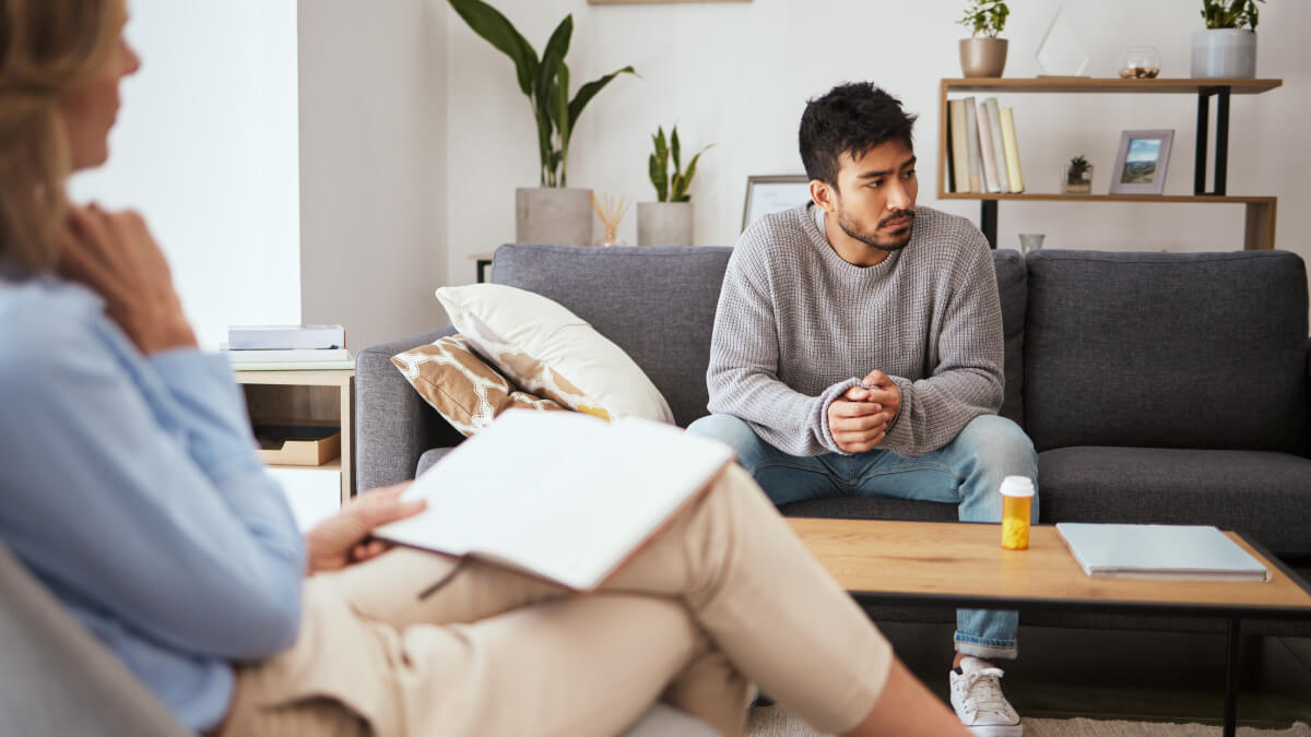 Man with therapist
