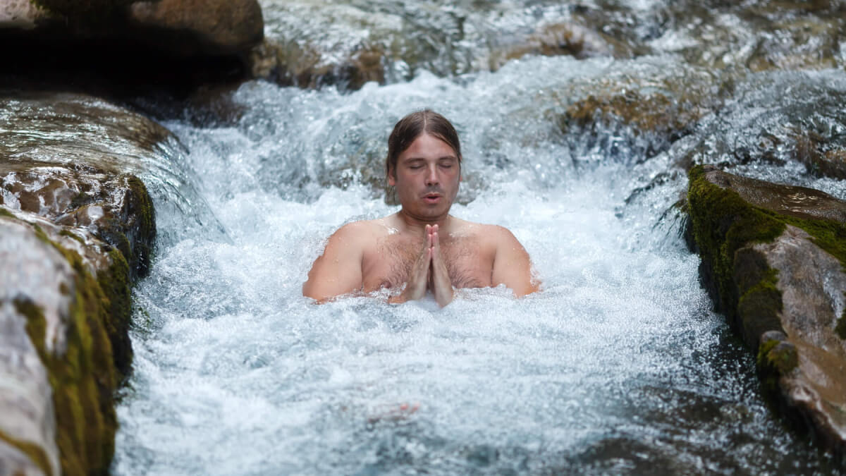 Man breathing in water