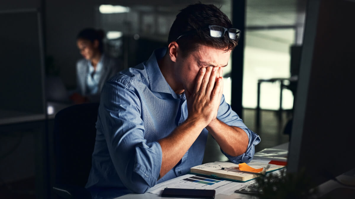 Man frustrated at works