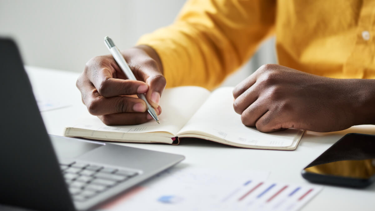 Man writing plan