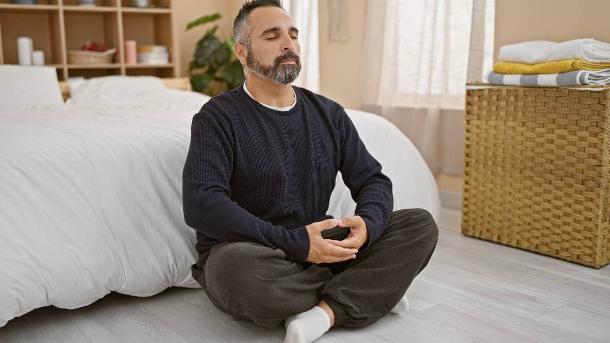 Man doing breathwork